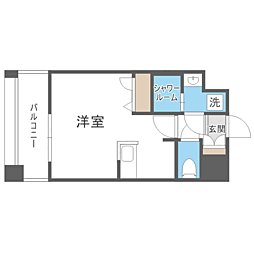 エンクレスト天神PORT ワンルームの間取図画像