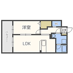 ニューガイアリルーム九大病院前No.66 1LDKの間取図画像