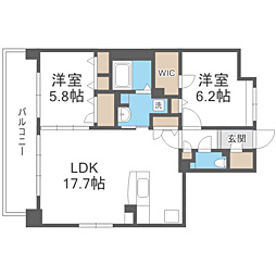 ビオネ美野島 2LDKの間取図画像