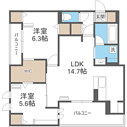 GrandValley博多 2LDKの間取図画像