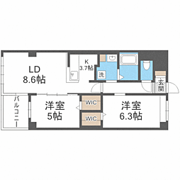 APエルテージ地行 2LDKの間取図画像