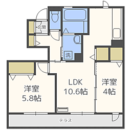 グランモア三苫3 2LDKの間取図画像