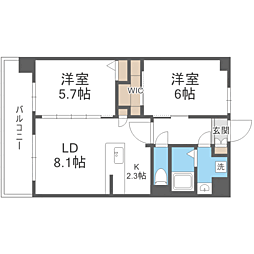 R-RESIDENCE博多駅南afford 2LDKの間取図画像