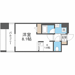 エンクレスト博多スタイル 1Kの間取図画像