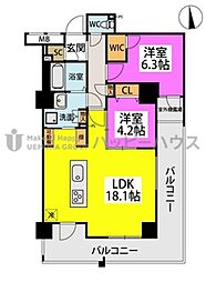 カルシア姪浜ノルド 2LDKの間取図画像