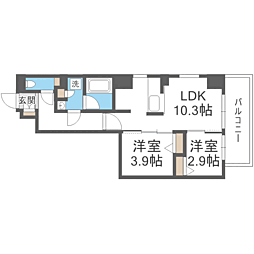 MODERN PALAZZO博多Bay 2LDKの間取図画像