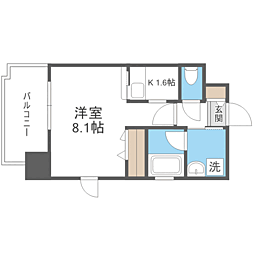 エンクレスト祇園2 1Kの間取図画像