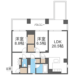 FIRSTAVENUEOHORI 2LDKの間取図画像