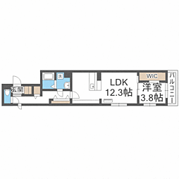 グランシャリオ赤坂 1LDKの間取図画像