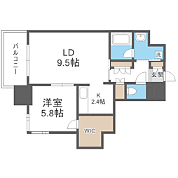 RJRプレシア博多楽水園 1LDKの間取図画像