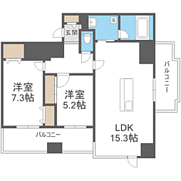 ザ・クロスメント 2LDKの間取図画像