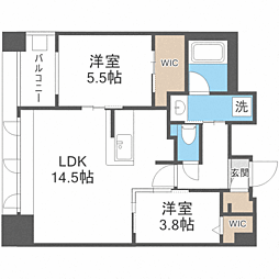 エンクレスト博多スタイル 2LDKの間取図画像