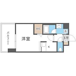 エンクレストベイ天神東2 1Kの間取図画像