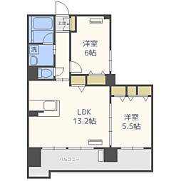 キルンズ博多駅南 2LDKの間取図画像