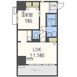 キルンズ博多駅南 1LDKの間取図画像