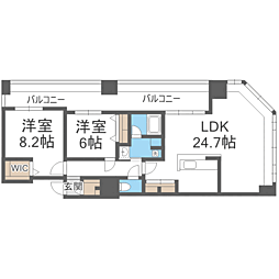 KDXレジデンス大濠ハーバービュータワー 2LDKの間取図画像