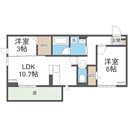 トリシア野多目I I 2LDKの間取図画像