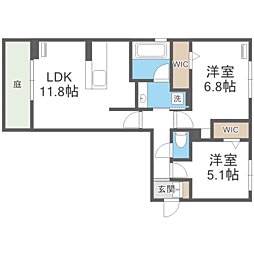 トリシア野多目II II 2LDKの間取図画像