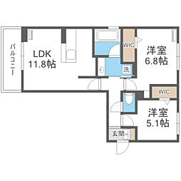 トリシア野多目II II 2LDKの間取図画像