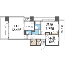 MJR赤坂けやき通り 2LDKの間取図画像
