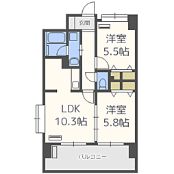 キルンズ博多駅南 2LDKの間取図画像