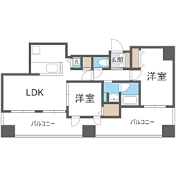 KDXレジデンス大濠ハーバービュータワー 2LDKの間取図画像
