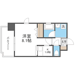 エンクレスト祇園2 1Kの間取図画像