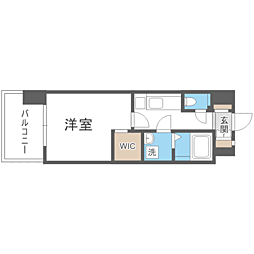 エンクレスト天神メルス2 1Kの間取図画像