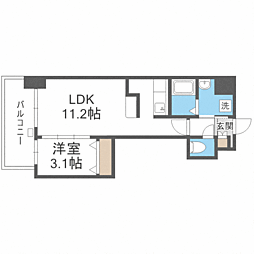 ルピナス天神 1LDKの間取図画像