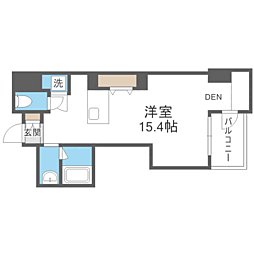 レジディア西新 ワンルームの間取図画像