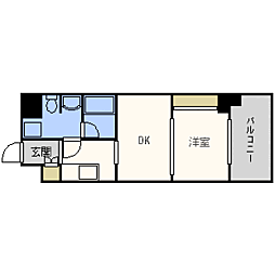 レジディア警固 1DKの間取図画像