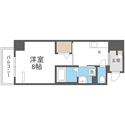 セラヴィ箱崎 1Kの間取図画像