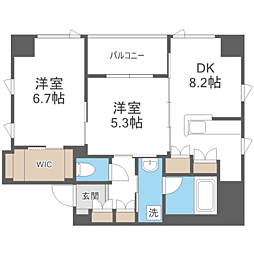 エンクレスト博多THETIME 2DKの間取図画像