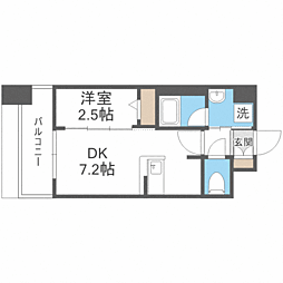 エンクレスト博多スタイル 1DKの間取図画像