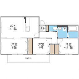アドバンス長丘 3LDKの間取図画像