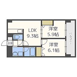 コンダクト福岡東 2LDKの間取図画像