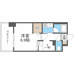 エンクレスト舞鶴2 1Kの間取図画像