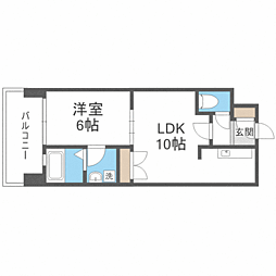 レジディア薬院大通 1LDKの間取図画像