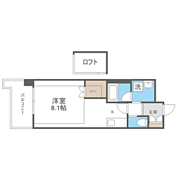 マテーモ千早 ワンルームの間取図画像