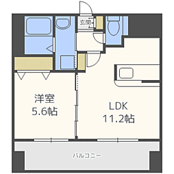 ランドマーク和白 1LDKの間取図画像
