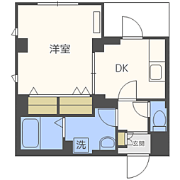 Casa大濠西 1DKの間取図画像