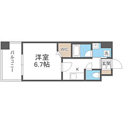 エンクレスト博多イーストパーク 1Kの間取図画像