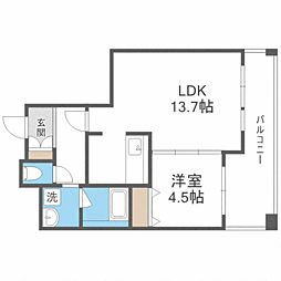 KDXレジデンス大濠ハーバービュータワー 1LDKの間取図画像