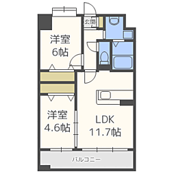 セゾン・ドール貝塚 2LDKの間取図画像