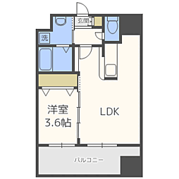 ランドマーク和白 1LDKの間取図画像