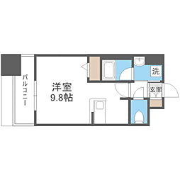 エンクレスト博多スタイル ワンルームの間取図画像