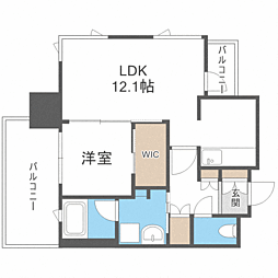 エンクレスト博多プレミア 1LDKの間取図画像