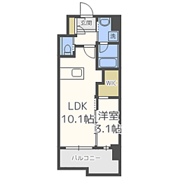 アクアステージ美野島 1LDKの間取図画像