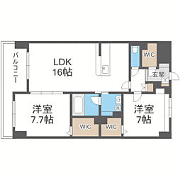 ラ・シルフィード博多駅南 2LDKの間取図画像