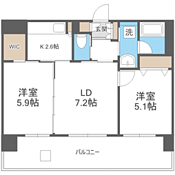 QuintetMinamiFukuoka 2LDKの間取図画像